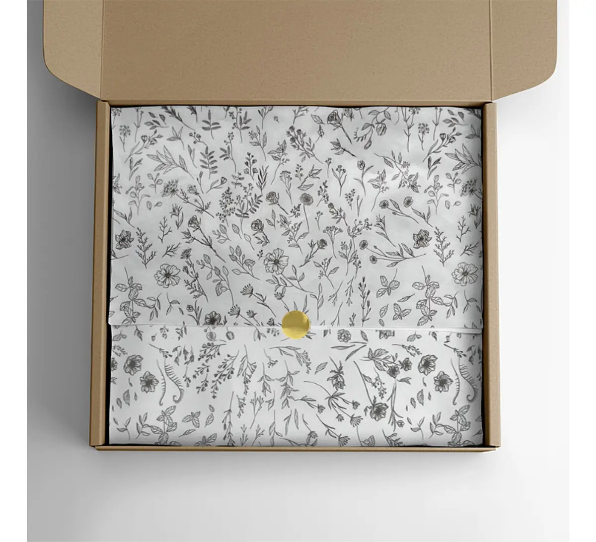 Papel Seda Premium Estampa Floral 35x50cm 50 Folhas Cor Preto