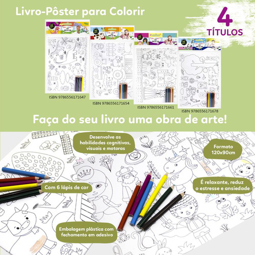 Livro-pôster Para Colorir: Dinossauro, De Brijbasi. Editora Brasileitura, Capa Mole Em Português, 2022