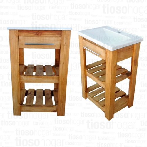 Imagen 3 de 10 de Vanitory Deck Barral Bacha Estilo Campo 50 40 Cm Mueble Baño