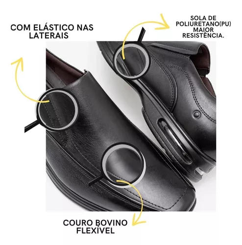 Sapato Social Democrata Smart Comfort Air Spot Couro Legítimo com Cadarço  Palmilha Macia 448026 - Preto