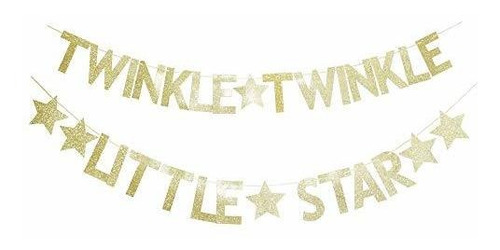 Twinkle Twinkle Little Star Gold Glitter Banner Para Baby Sh