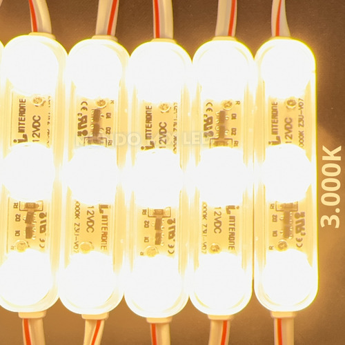 2500pçs Módulo Led Interone 2w 3-leds 12v Ip68 Branco Quente