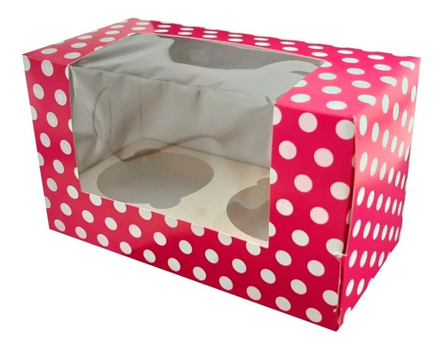 Media Docena Cajas Para 2 Cupcakes Con Lunares