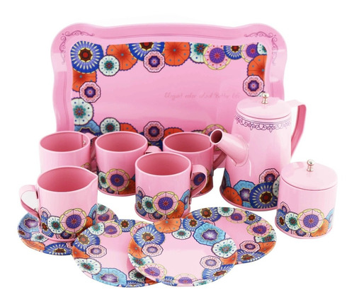 Kit De Chá Infantil Metal 14 Pcs Canecas Childrens Tea Set