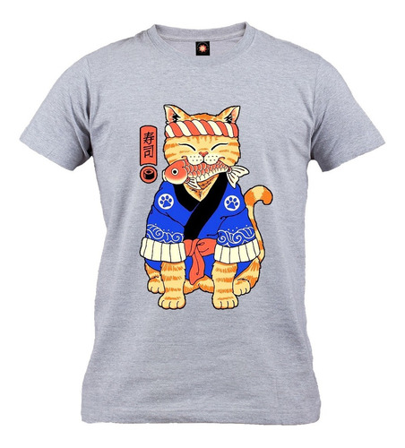 Remera Estampada Varios Diseños Orientalismo Gato Y Pez