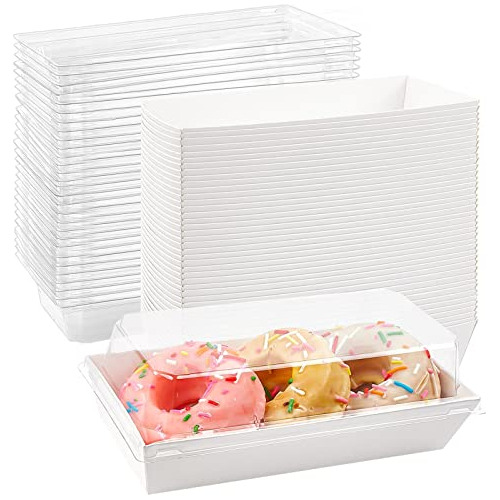 50 Pack Paper Charcuterie Boxes With Clear Secure Lids,...