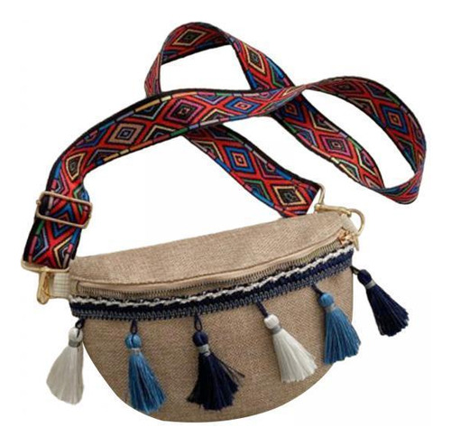 2 Riñonera Bohemia Con Borlas Bolso Bandolera Étnico Para