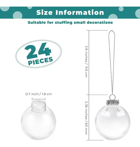24 Bolas De Adornos De Navidad De Plástico Transparent...
