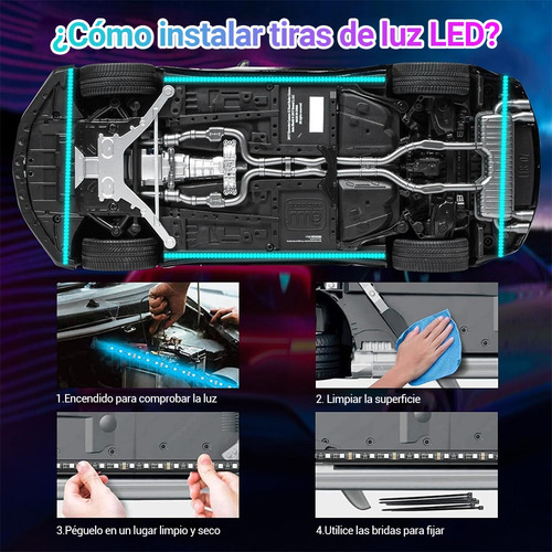 Tira De Luces Led Rgb Para Chasis De Auto Con Efecto Fluido