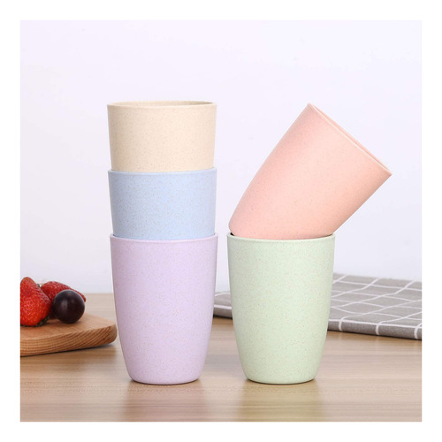 Taza Irrompible Con Pajita De Trigo, Vasos Reutilizables De