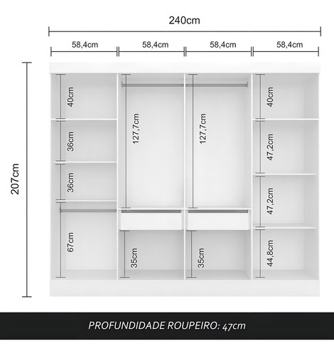 Guarda Roupa Casal Mayra 8 Portas Branco