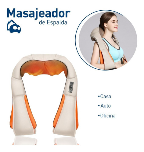2 Masajeadores Eléctricos Cuello Espalda Hombro Cintura Beige Con Naranja