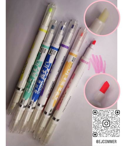 Paquete De Marcatextos Colores Con Borrador 6 Piezas
