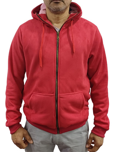 Campera Con Cierre Jersey Pesada Con Corderito Adentro