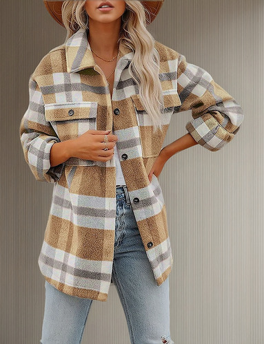Nuevo Chaqueta De Abrigo Con Botones Y Camisa De Franela A