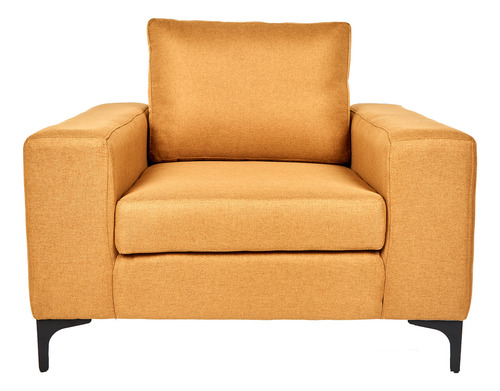 Sillon Individual Ocacional Salas Modernas Minimalista Retro Color Mostaza Diseño De La Tela Lino