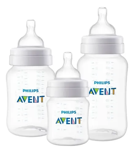 Kit Philips Avent triplo mamadeira clássica Anti-Colic 3.0 transparente 125ml, 260ml e 330ml