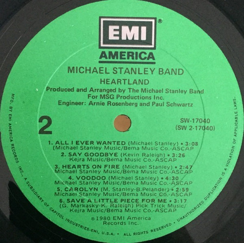 Michael Stanley Band 1980 Msb Vinilo Lp Usa Hard Rock Aor (Usado)