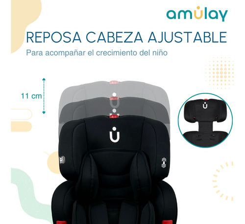 Autoasiento Booster Bebe Para Carro Amulay - Silla Seguridad Color Negro 9 a 36