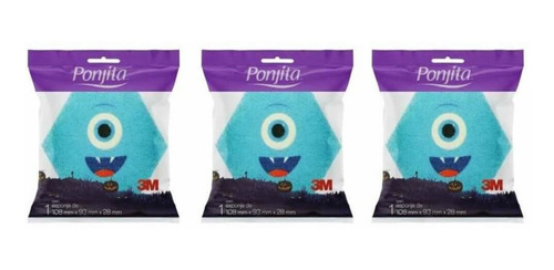 3m Ponjita Esponja P/ Banho Infantil Monstros (kit C/03)