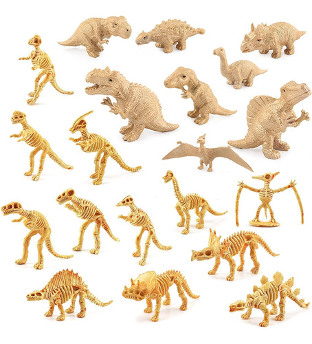 Bretoyin 20pcs Dinosaur Bone Triceratops Mini Gold Dino Para