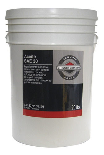 Aceite Lubricante Cmc Sae 30 Api Sj, Sh 20 Litros Briggs