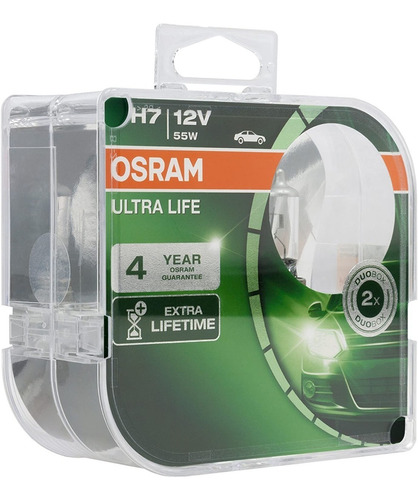 Par H7 Lâmpada Osram 12v 55w Original Ultra Life Luz Farol 