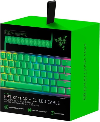 Set Teclas Verdes Razer Pbt Keycaps Con Cable Trenzado Color del teclado Verde Idioma Inglés US