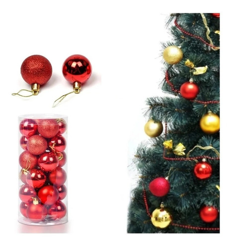 Kit 20 Bolas Pendente Decorativa Natal Glitter Sortidas 6 Cm