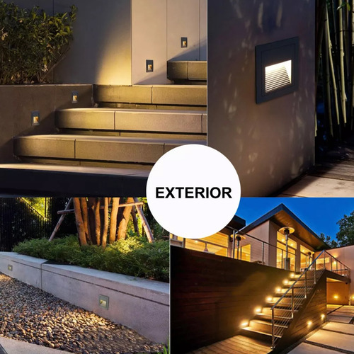 4lampara Led Escalera Pared Cortesía Empotrable Foco 3w Ip65