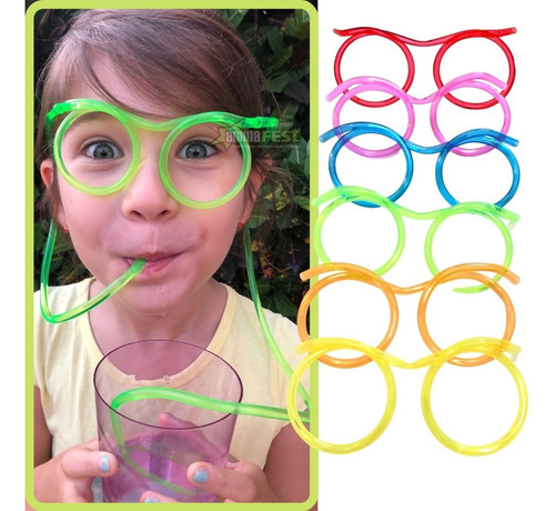 Óculos Canudo Infantil Confortável Lavável Chaves 3 Un C/ Nf