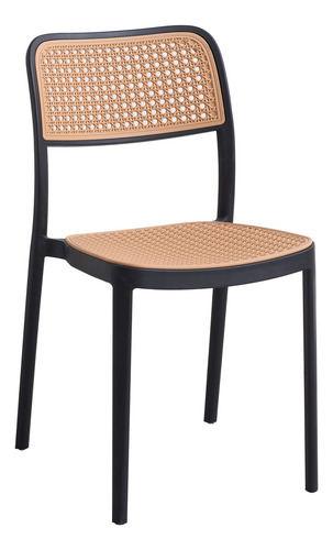 Silla De Comedor Tina Packx2 Diseño Rejilla Plástica Baires4 Estructura De La Silla Negro Asiento Marrón Claro Diseño De La Tela Rejilla De Viena