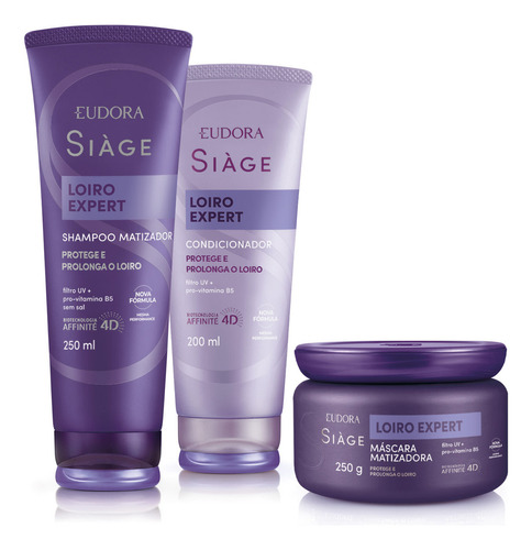 Kit Eudora Siàge Loiro Expert: Shampoo 250ml + Condicionador 200ml+ Máscara 250g