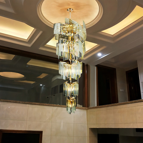 Pendente Lustre 200cm Metal Cristal Dourado Sindora Dcd06516 110v/220v