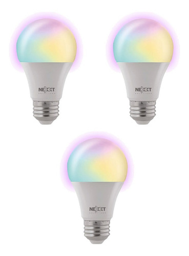 Imagen 2 de 3 de Lampara Bombilla Inteligente Nexxt Blanco Color Rgb Pack X 3