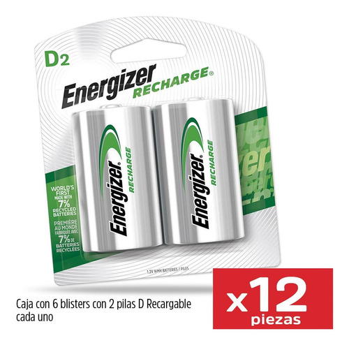 Energizer XPIENENH50BP pila d recargable blister 12 unidades 1.2v