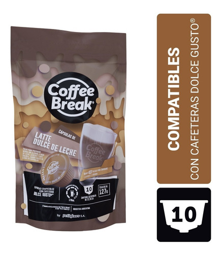 Capsulas Coffee Break compatibles Dolce Gusto latte dulce de leche 10 unidades 