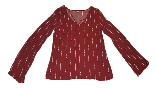 Blusa Casual Hering Talle M Bordo Con Estampado