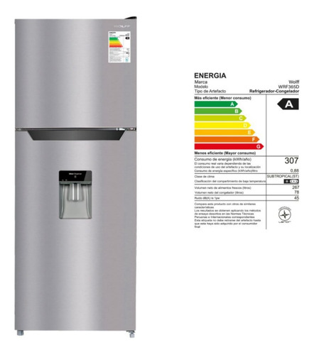 Wolff - Refrigeradora No Frost De 345l / Sku: Wrf-365d