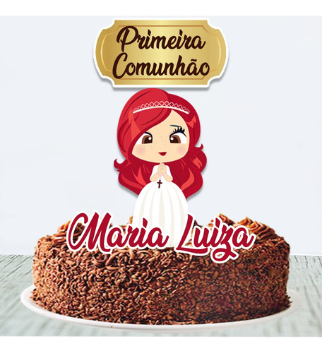 Topo De Bolo Topper Personalizado Primeira Comunhão Menina