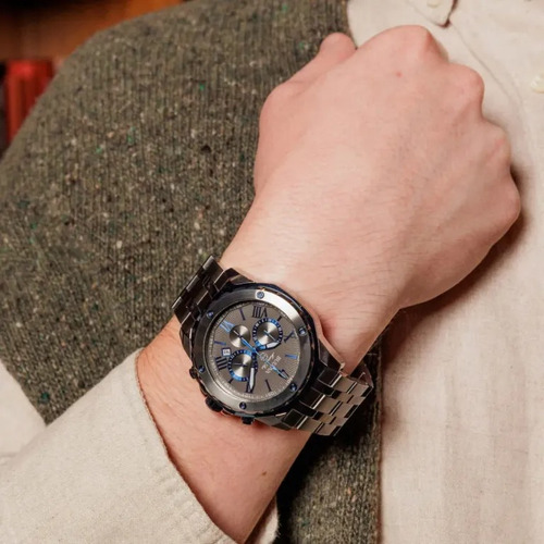 Reloj Bulova Marine Star Serie Crono Negro 98b410 Ts Color del fondo Azul