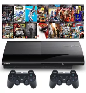 Ps3 Super Slim + 2 Controles + Gta5 + Fifa 19 + God Of War + The Last Of Us