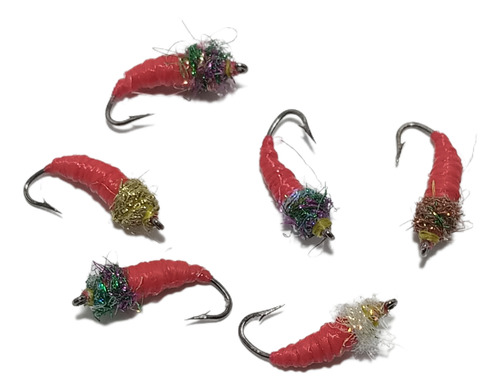 Mosca-mini Larva Fly, Pejerrey, Etc, Anzuelo 6 Rojo