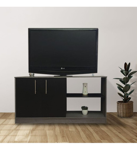 Credenza Moderna Mueble Para Tv Minimalista De Lujo Color Negro mate/Gris