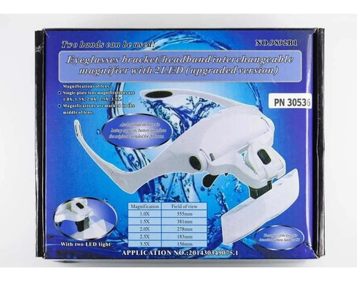 Imagen 5 de 5 de Vincha Con Lupa Y Luz Cabeza Profesional Mano Libre Aumentos
