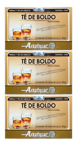 (3 Pzas) Te De Boldo (30 Sobres) Anahuac