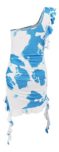 Vestido Corto Con Estampado Teñido Con Tirantes Y Tirantes P