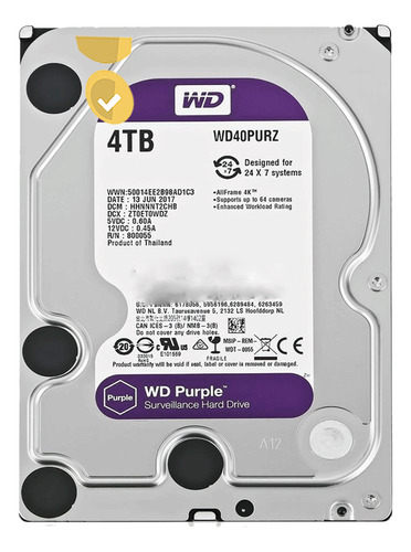 Disco Duro Sata Wd Purple 4tb De 3.5'' Para Nvr Seguridad