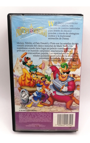Mickey Mouse El Principe Y El Mendigo Disney Pelicula Vhs (Usado)