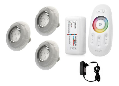 Led Piscina Kit - 24m² - 3 Leds + Módulo Rgb C/ Fonte